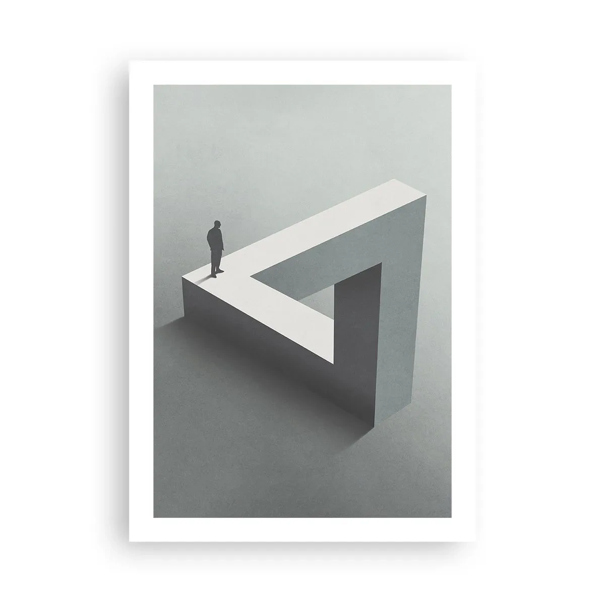 Poster - Eine Figur auf einer unmöglichen geometrischen Figur - 50x70cm - Es ist also doch möglich - Moderne Wanddekoration für Wohnzimmer und Schlafzimmer ARTTOR
