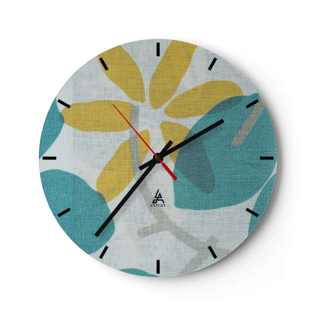 Wanduhr - Glasuhr - Unter den azurblauen Blättern - 40x40 cm