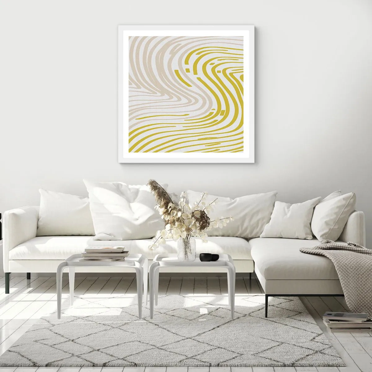 Poster in einem weißen Rahmen - Komposition mit sanfter Biegung - 60x60 cm