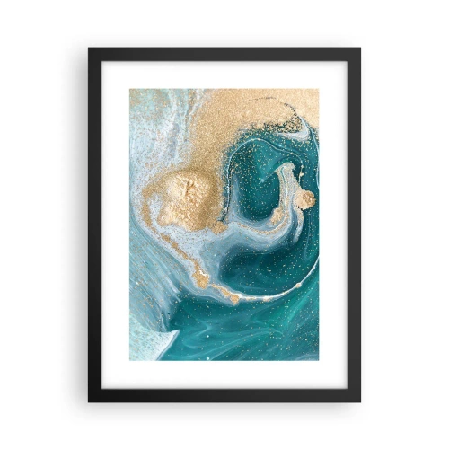 Poster in einem schwarzem Rahmen - Ein Strudel aus Gold und Türkis - 30x40 cm