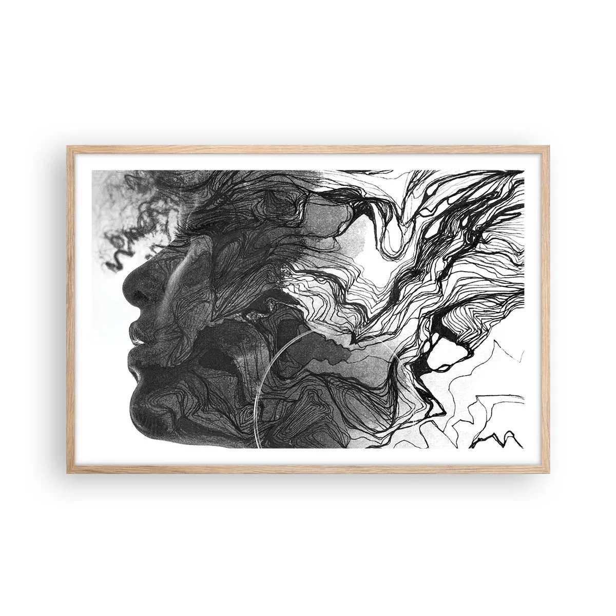 Poster in einem Rahmen aus heller Eiche - Verstrickt in Träume - 91x61 cm