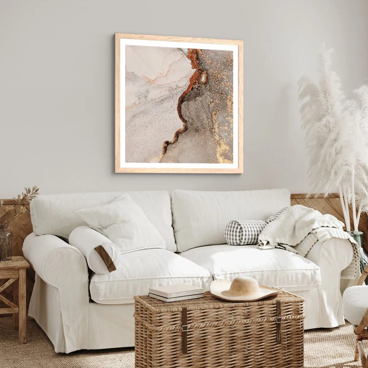 Poster in einem Rahmen aus heller Eiche - An der Grenze der Farben - 30x30 cm