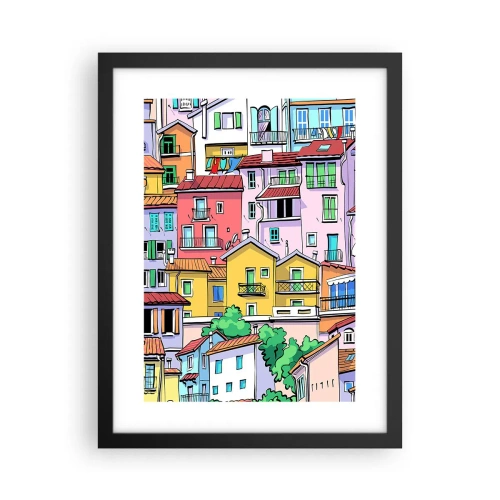 Poster in einem schwarzem Rahmen - Lustige Stadt - 30x40 cm