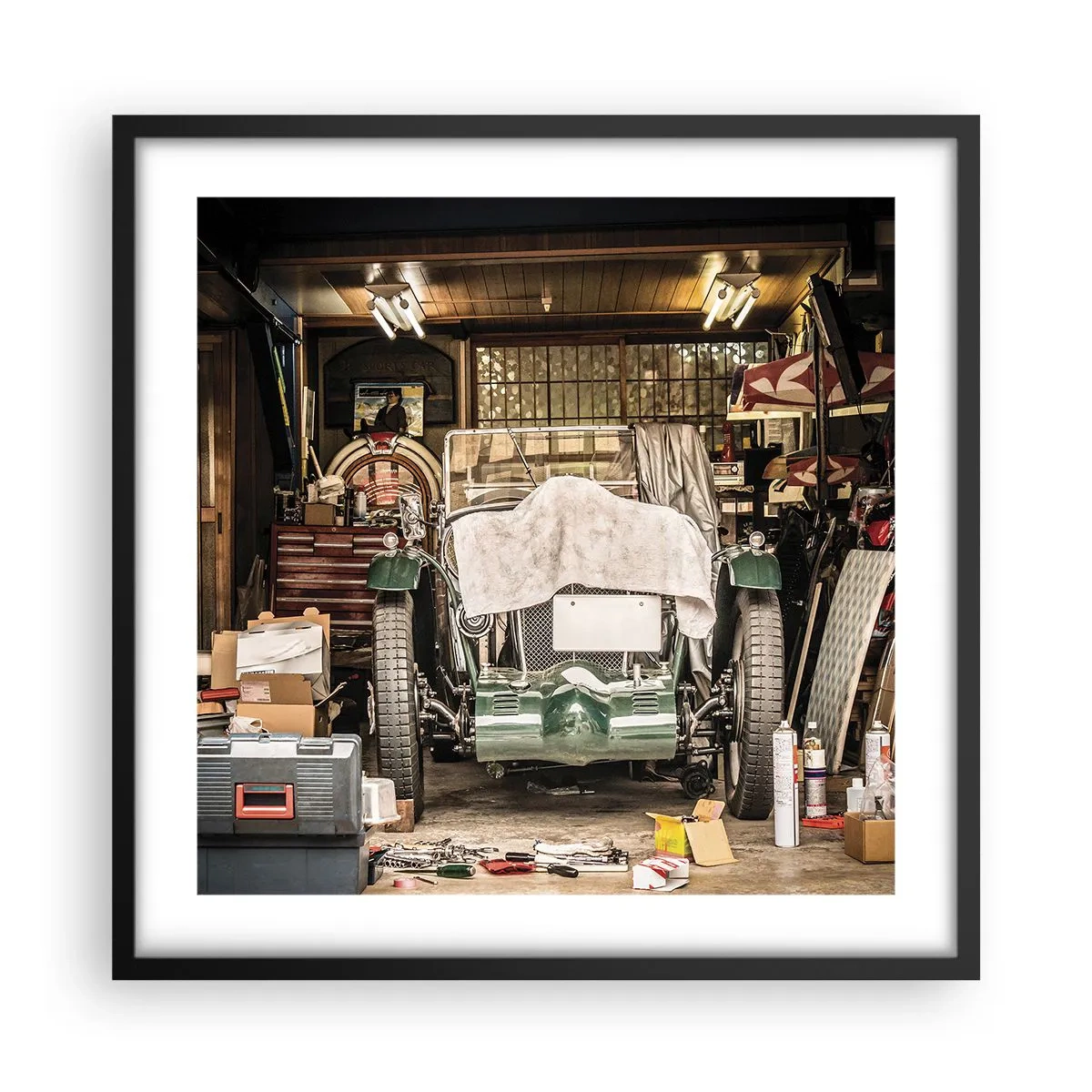 Poster in einem schwarzem Rahmen - Zurück in die Vergangenheit - 50x50 cm