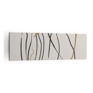 Bild auf Leinwand - Leinwandbild - Künstlerische Linien in Schwarz und Gold auf hellem Hintergrund - 160x50cm - Komposition – Looptanz - Moderne Wanddekoration für Wohnzimmer und Schlafzimmer ARTTOR