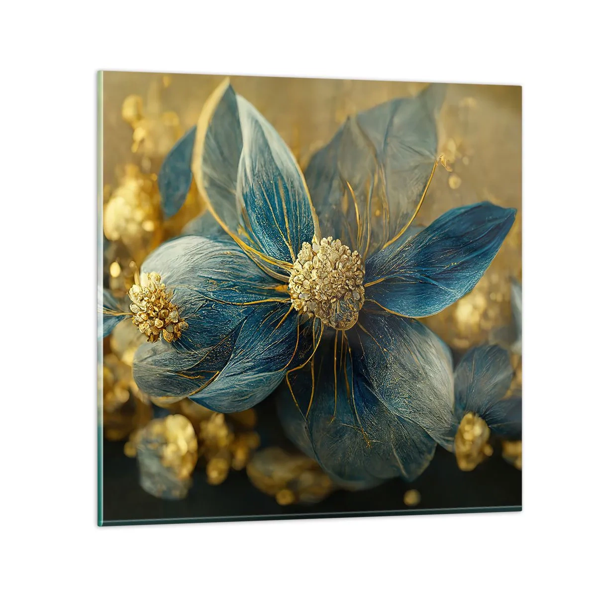 Glasbild - Bild auf glas - Mit Gold blühen - 30x30 cm