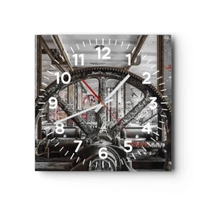 Wanduhr - Glasuhr - Das geheime Leben der Fabrik - 40x40 cm
