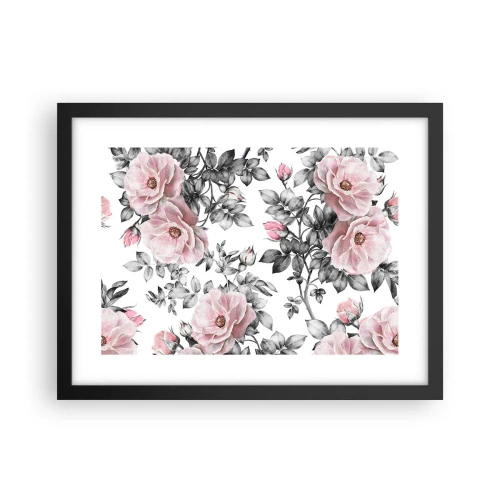 Poster in einem schwarzem Rahmen - Verliere dich in den Blüten der Rosen - 40x30 cm