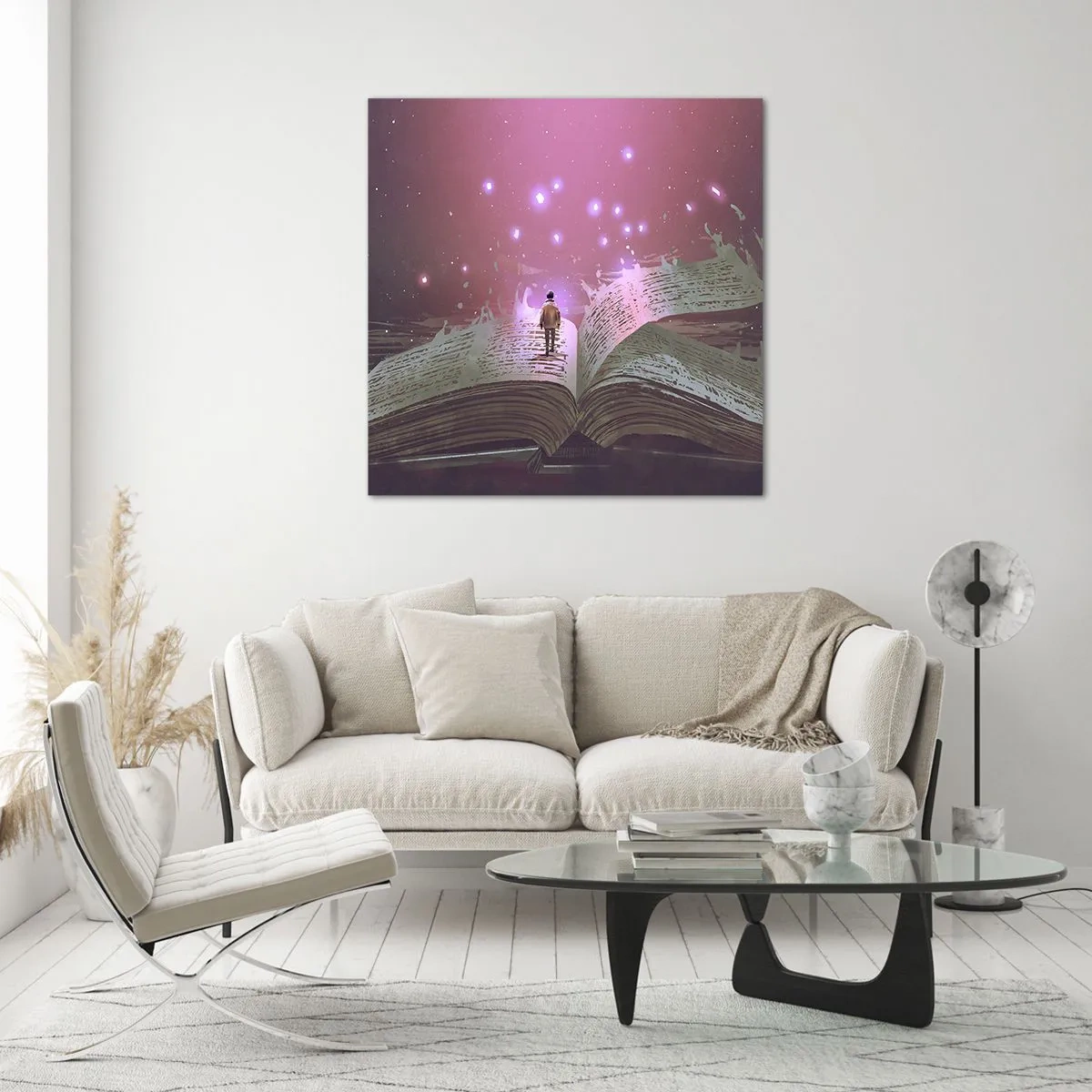 Glasbild - Bild auf glas - Einladung in eine andere Welt - lesen Sie! - 70x70 cm