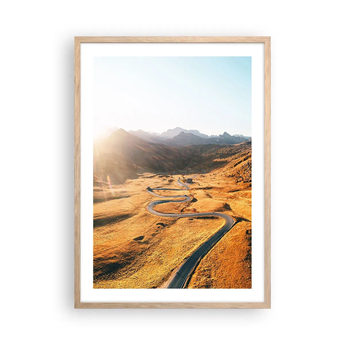 Poster in einem Rahmen aus heller Eiche - In einem goldenen Tal - 50x70 cm