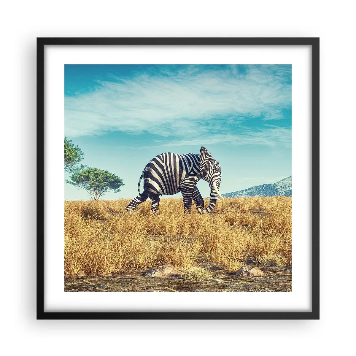 Poster in einem schwarzem Rahmen - Grau ist nicht mehr in Mode - 50x50 cm