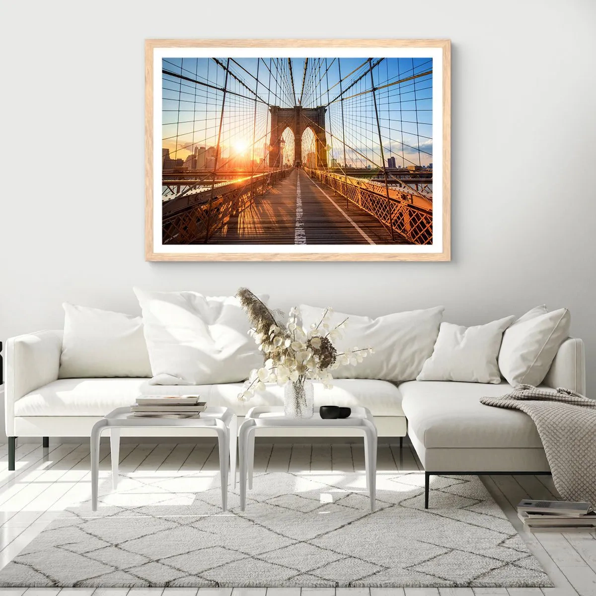 Poster in einem Rahmen aus heller Eiche - Auf der goldenen Brücke - 40x30 cm