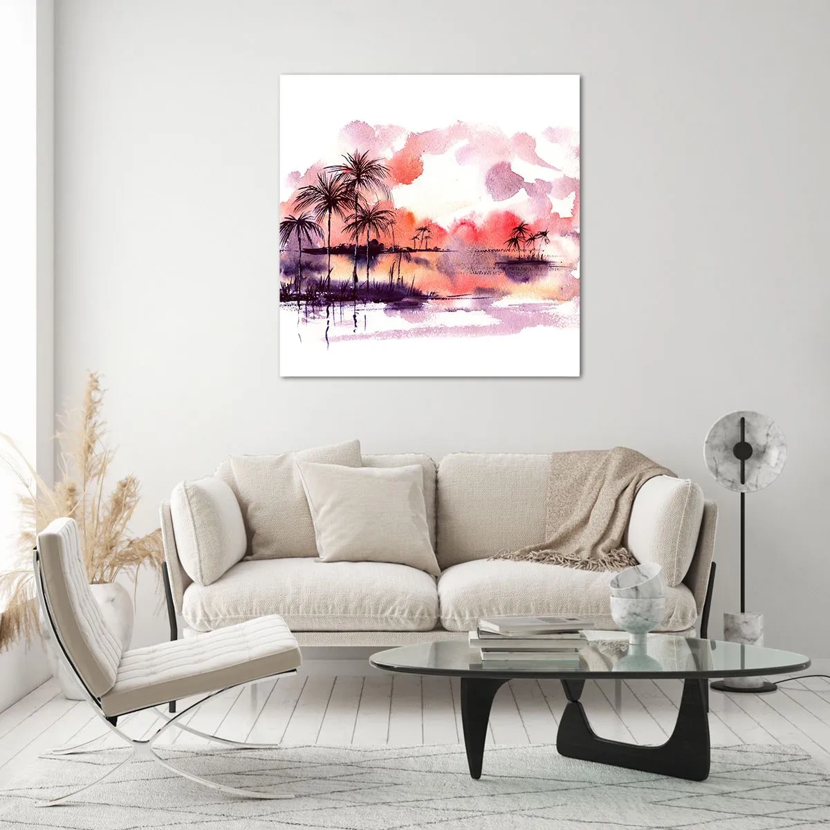 Glasbild - Bild auf glas - Die Ruhe der Tropen in Rot - 70x70 cm