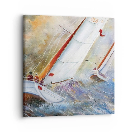 Bild auf Leinwand - Leinwandbild - Durch die Wellen laufend - 30x30 cm