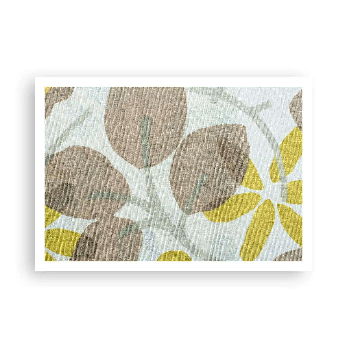 Poster - Abstrakte Blätter in Beige- und Gelbtönen - 100x70cm - Komposition in voller Sonne - Moderne Wanddekoration für Wohnzimmer und Schlafzimmer ARTTOR