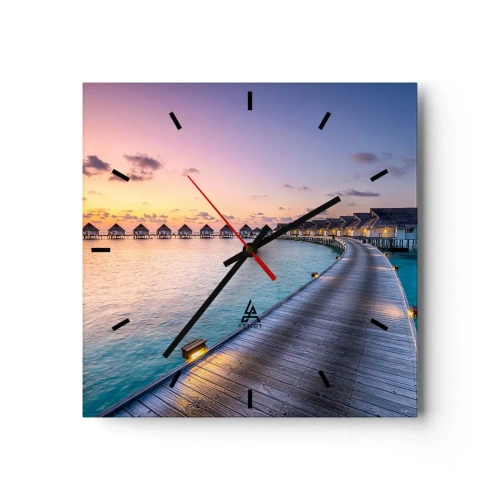 Wanduhr - Glasuhr - Urlaub - zurück zu den Quellen - 40x40 cm