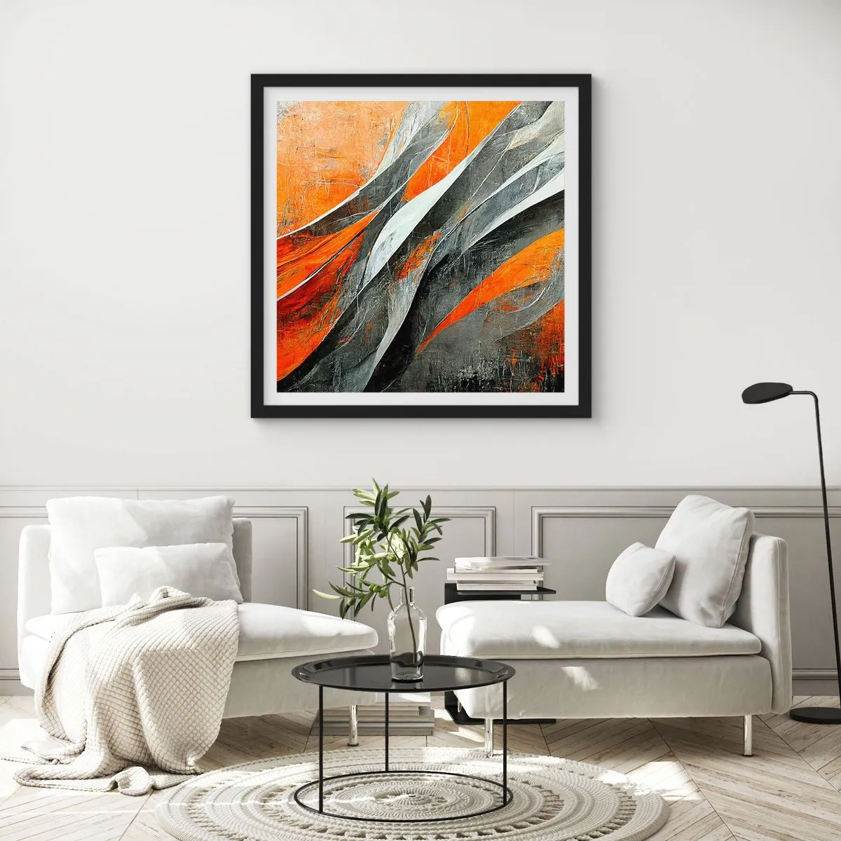 Poster in einem schwarzem Rahmen - Hitze und Kälte - 60x60 cm