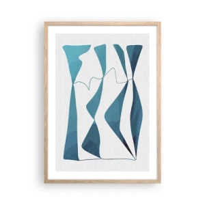 Poster in einem Rahmen aus heller Eiche - Abstraktion: türkisfarbene Verbindung - 50x70 cm