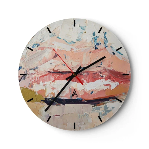 Wanduhr - Glasuhr - Abstrakte Textur von Farben in Beige- und Rosatönen - 30x30cm - Es weckt die Sinne - Moderne Wanddekoration für Wohnzimmer, Küche und Schlafzimmer ARTTOR