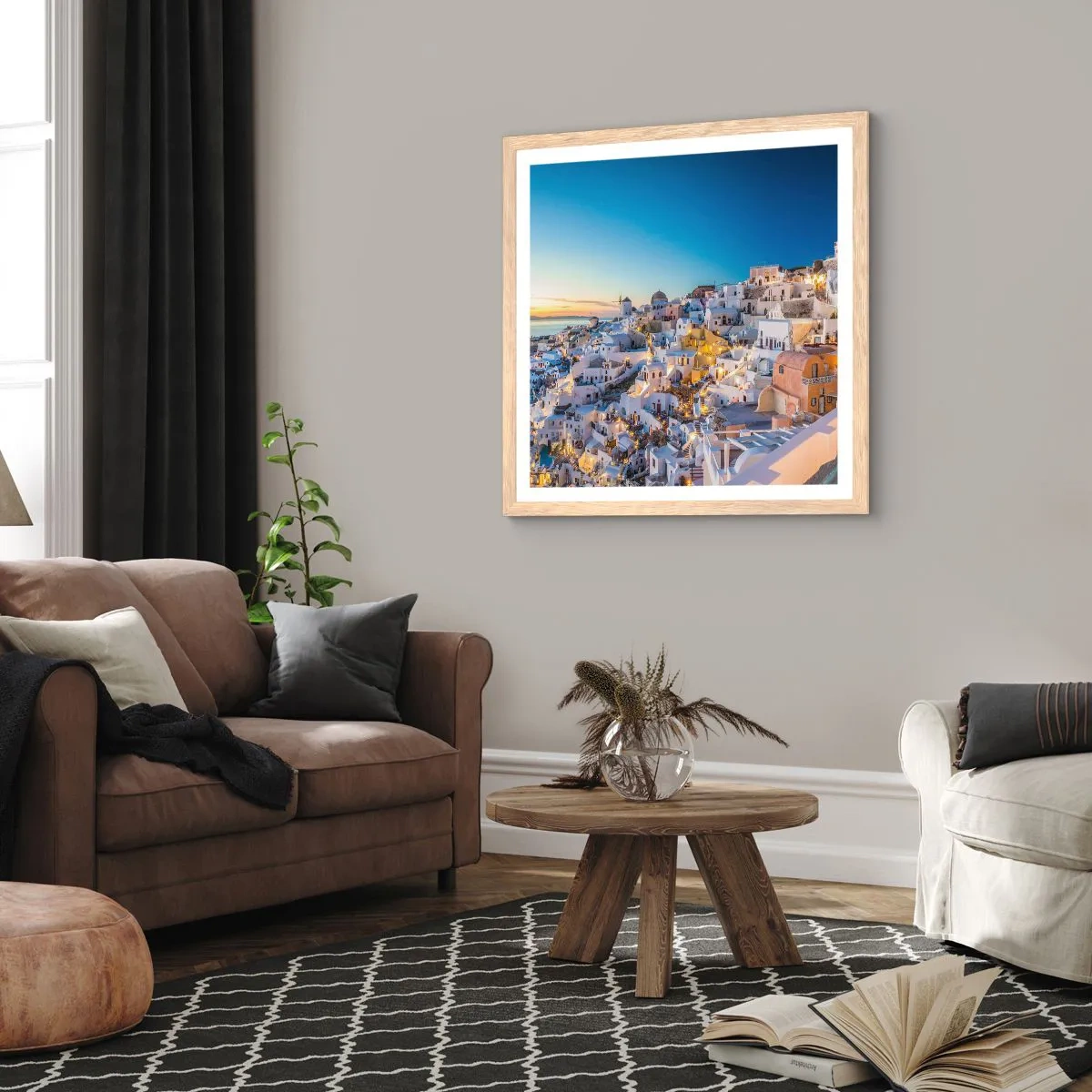 Poster in einem Rahmen aus heller Eiche - Die Essenz des Griechischen - 40x40 cm