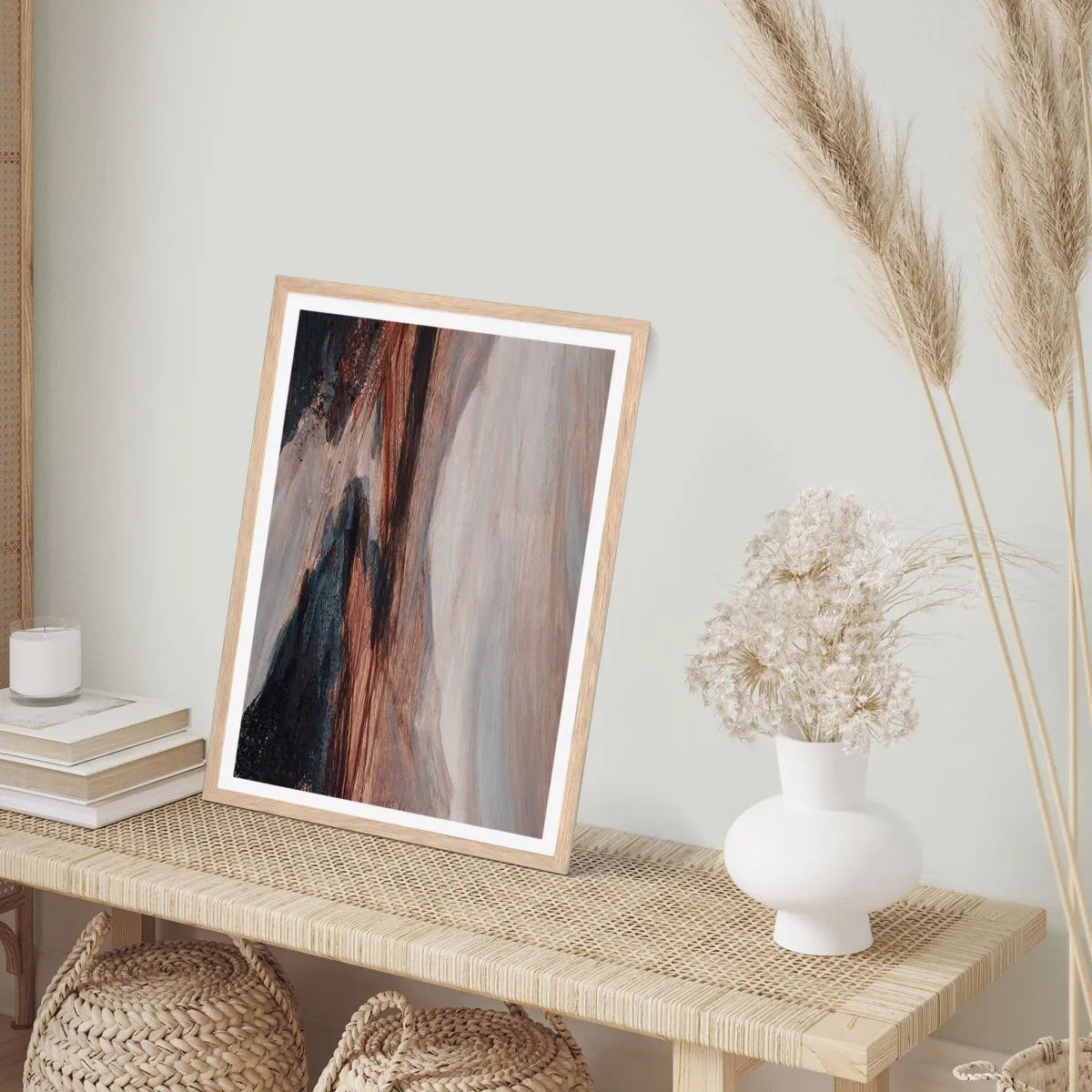 Poster in einem Rahmen aus heller Eiche - Ruhiges Tal - 61x91 cm