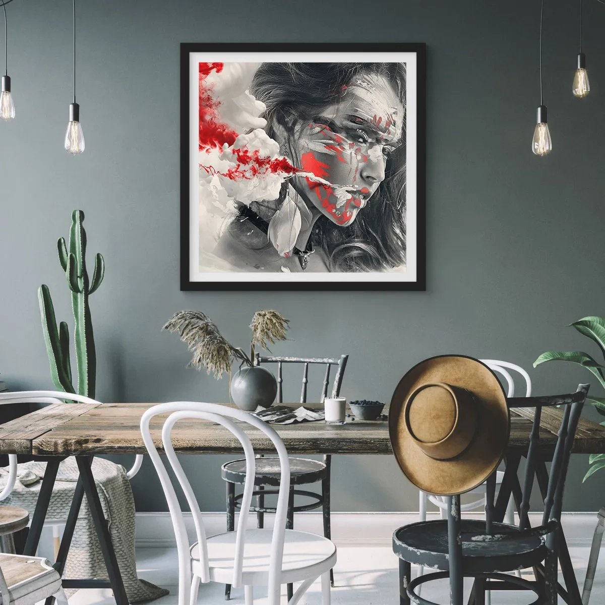 Poster in einem schwarzem Rahmen - Im Dunst der Absurdität - 30x30 cm