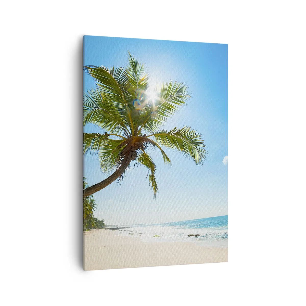 Bild auf Leinwand - Leinwandbild - Ein Strand mit Palmen in einer tropischen Landschaft - 70x100cm - Niemandem zeigen - Moderne Wanddekoration für Wohnzimmer und Schlafzimmer ARTTOR