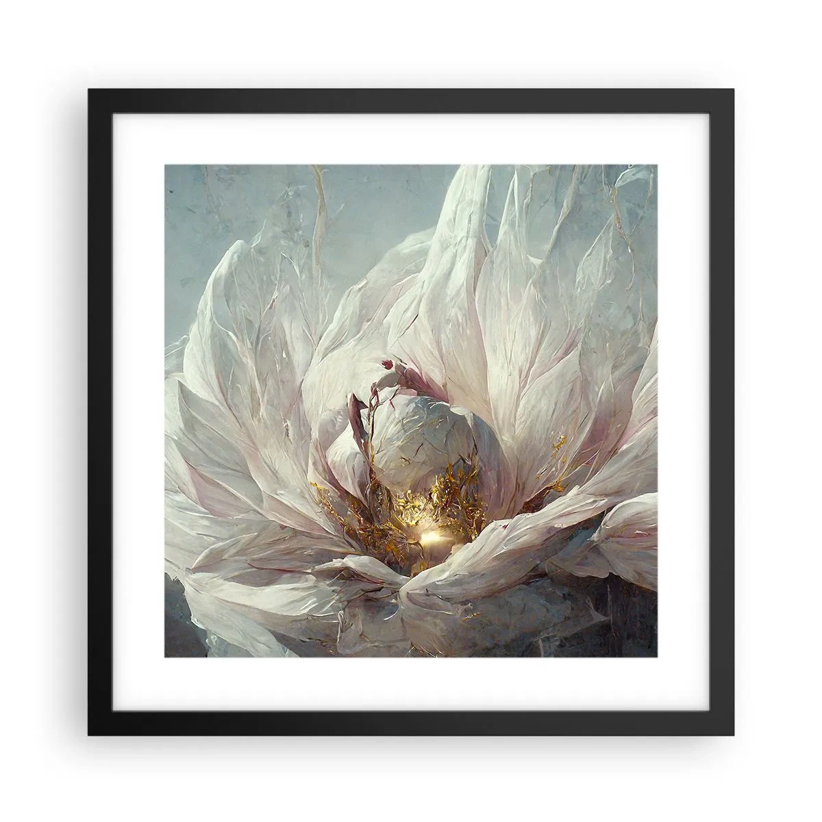 Poster in einem schwarzem Rahmen - Sie blüht alle hundert Jahre einmal - 40x40 cm