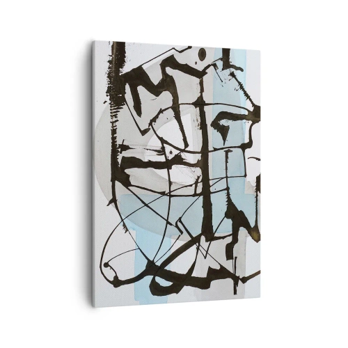 Bild auf Leinwand - Leinwandbild - Abstrakte Linien und Formen in Blau und Schwarz - 50x70cm - Trotzdem blau - Moderne Wanddekoration für Wohnzimmer und Schlafzimmer ARTTOR