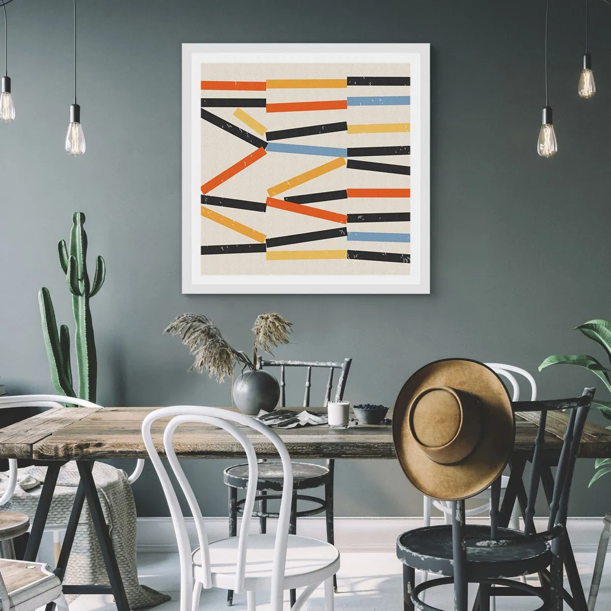 Poster in einem weißen Rahmen - Komposition auf der Ebene - 40x40 cm