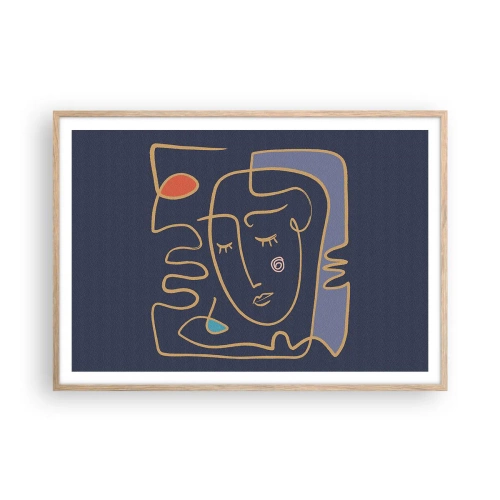 Poster in einem Rahmen aus heller Eiche - In Gedanken - 100x70 cm