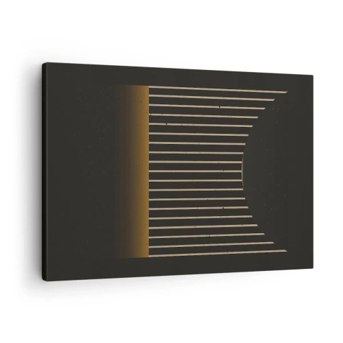 Bild auf Leinwand - Leinwandbild - Geometrisches Muster mit Streifen auf dunklem Hintergrund - 70x50cm - Die Dunkelheit erkunden - Moderne Wanddekoration für Wohnzimmer und Schlafzimmer ARTTOR