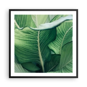 Poster in einem schwarzem Rahmen - Intensiv grünes Leben - 60x60 cm