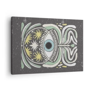 Bild auf Leinwand - Leinwandbild - Ein symbolisches Auge, umgeben von abstrakten Mustern - 70x50cm - Stammesrituale - Moderne Wanddekoration für Wohnzimmer und Schlafzimmer ARTTOR