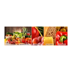 Fototapeten Muster Selbstklebend Deluxe Sticker - Geräuchert, gebacken und eingelegt - Gastronomie, Gemüse, Obst - 100x30 cm