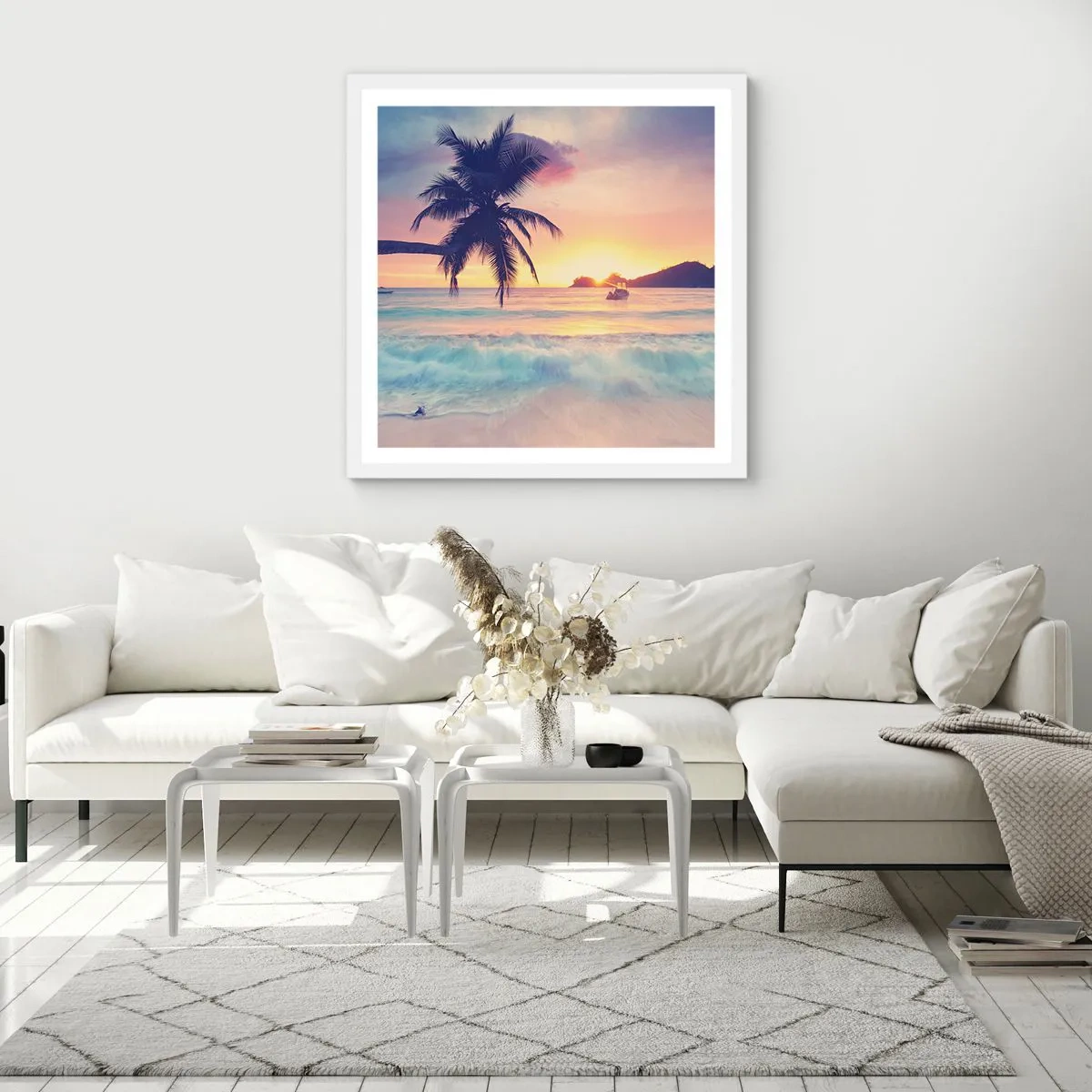 Poster in einem weißen Rahmen - Ein Abend in der Bucht - 50x50 cm
