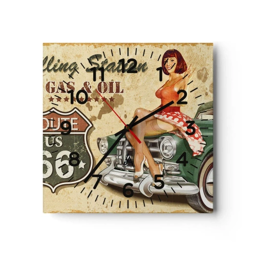 Wanduhr - Glasuhr - Die großen Jahre der 40er. - 40x40 cm