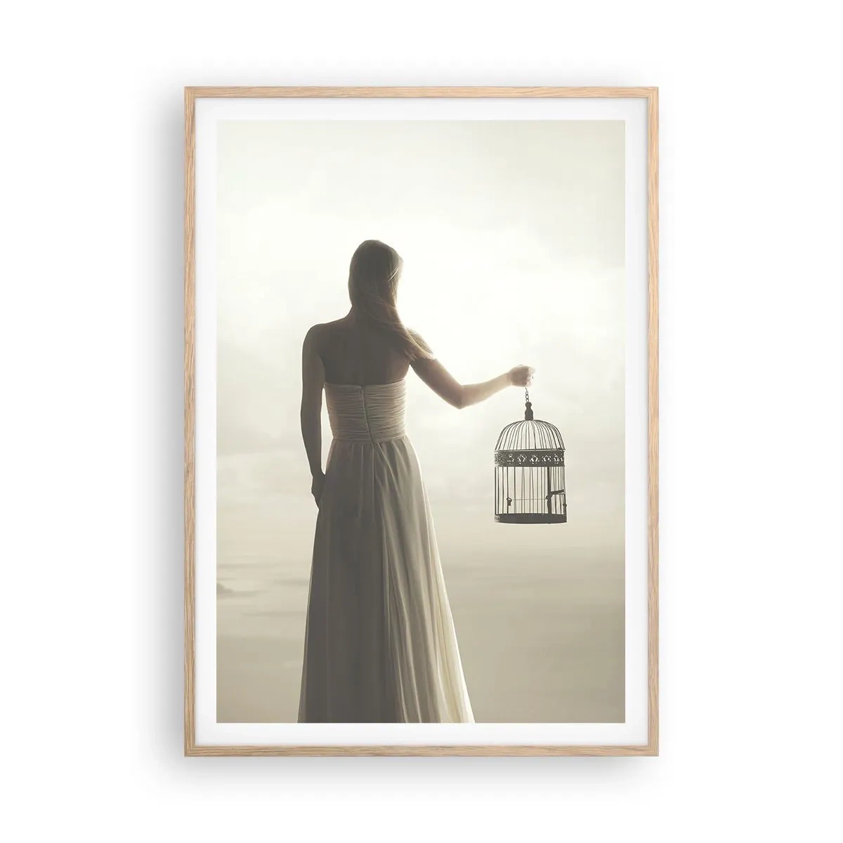 Poster in einem Rahmen aus heller Eiche - Sei frei - 70x100 cm