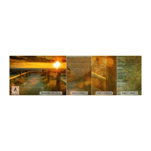 Fototapeten Muster Premium Canvas - In altem Gold gebadet - Landschaft, Meer, Abstieg zum Strand - 100x30 cm