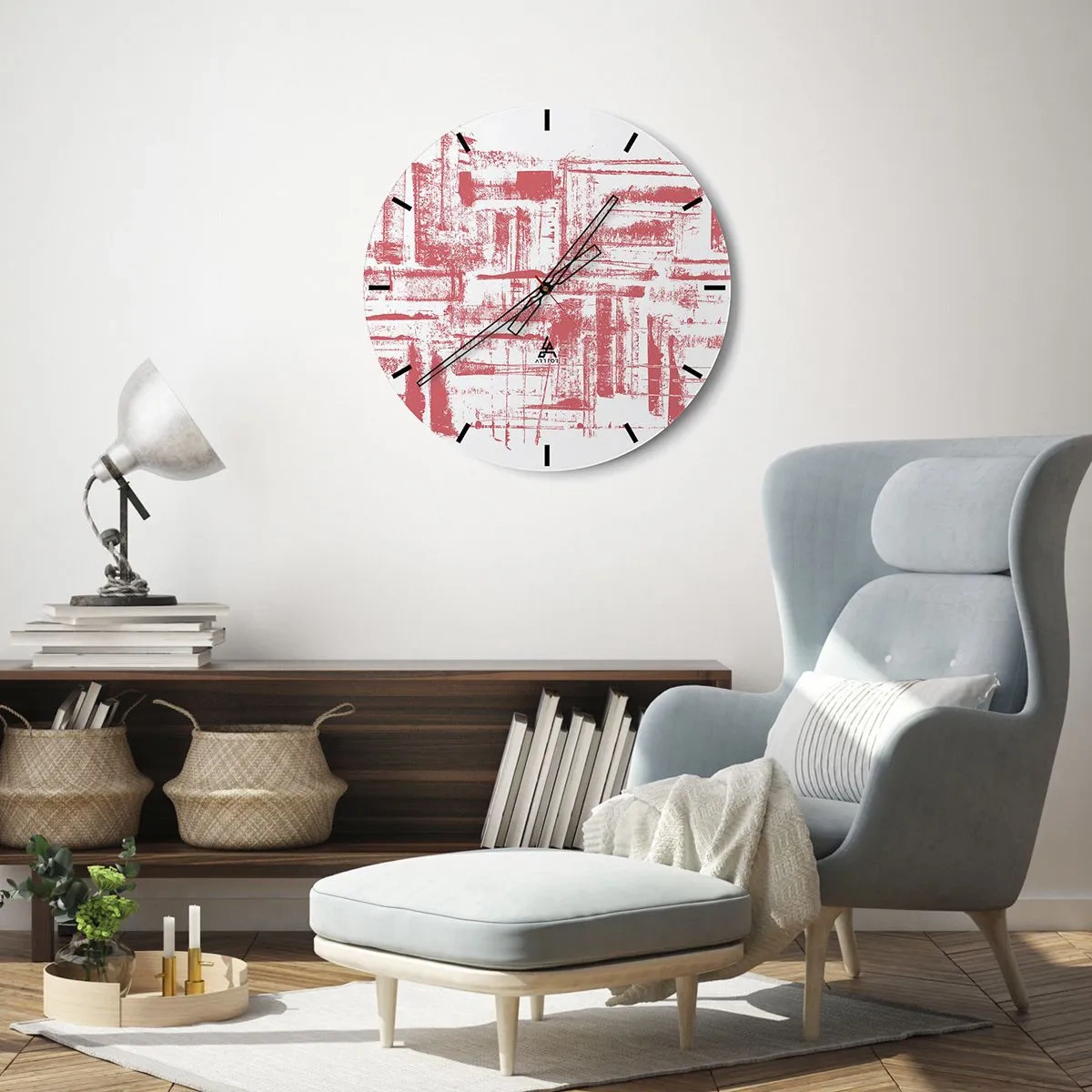 Wanduhr - Glasuhr - Die rote Stadt - 40x40 cm