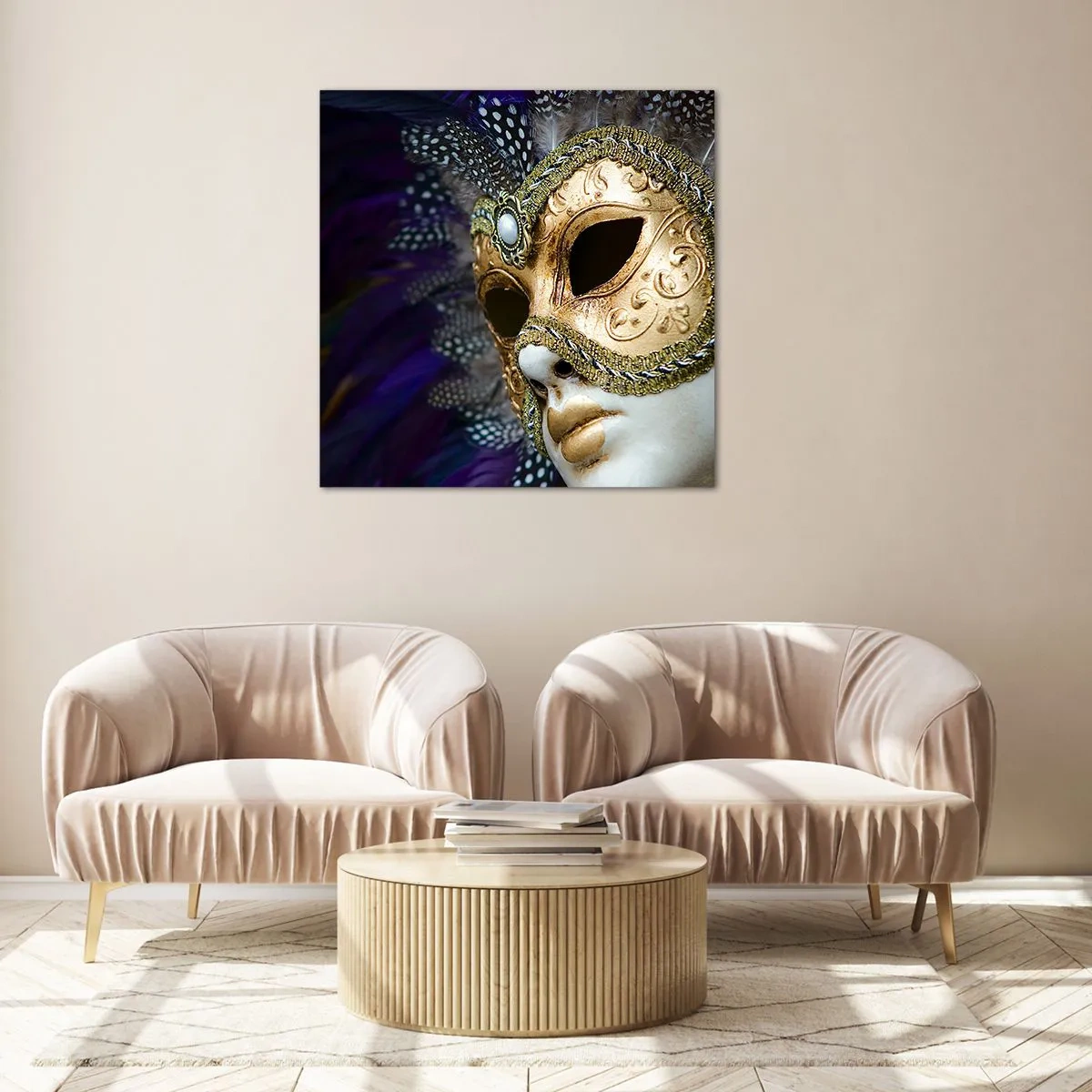 Glasbild - Bild auf glas - Venezianisches Porträt in Gold - 40x40 cm