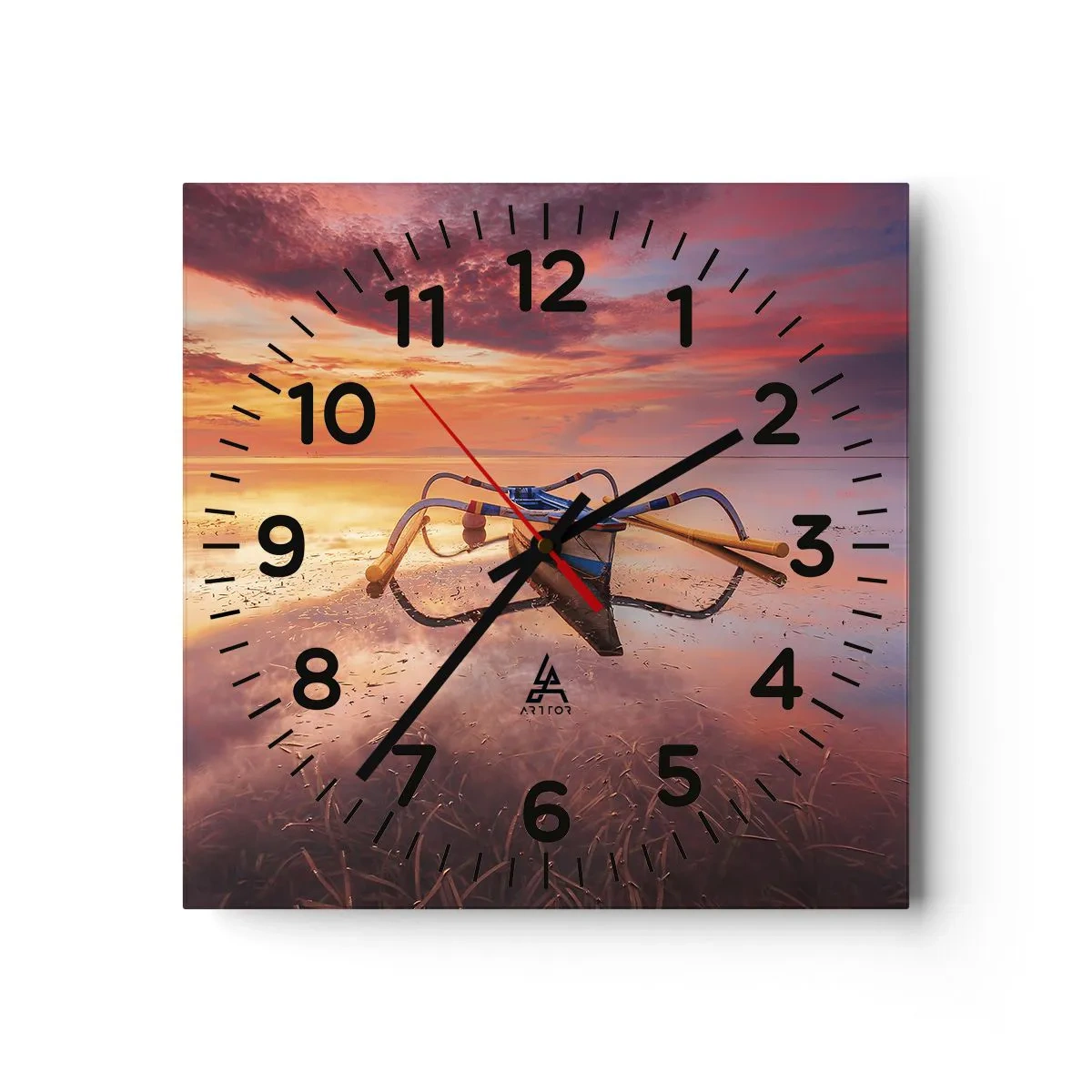 Wanduhr - Glasuhr - Die Ruhe eines tropischen Abends - 40x40 cm