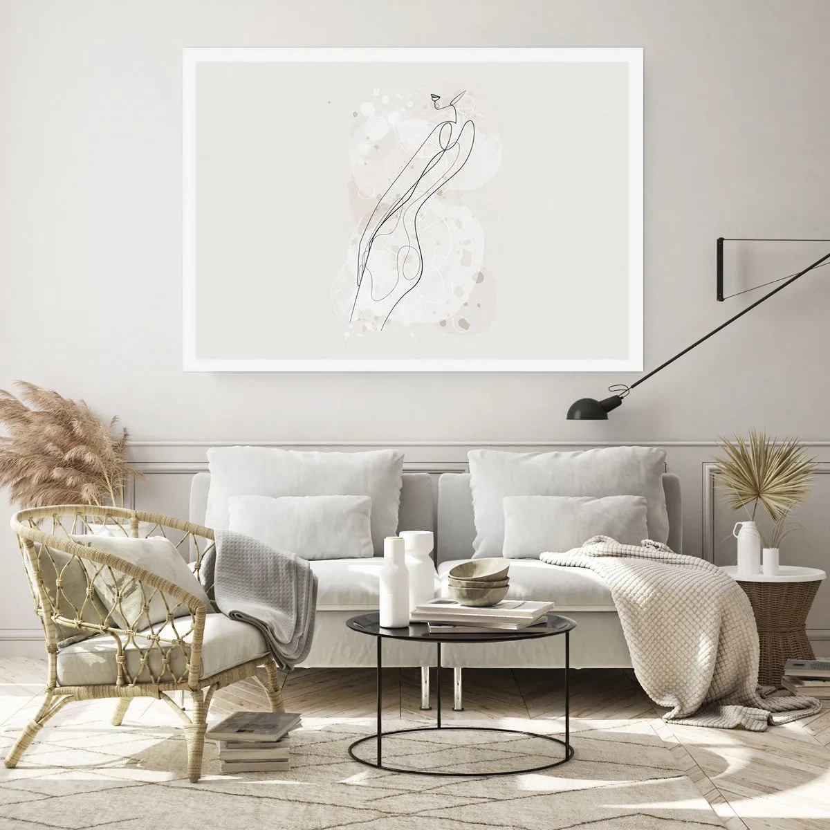 Poster - Eine subtile Silhouettenskizze im minimalistischen Stil - 100x70cm - Der Blick schweift - Moderne Wanddekoration für Wohnzimmer und Schlafzimmer ARTTOR