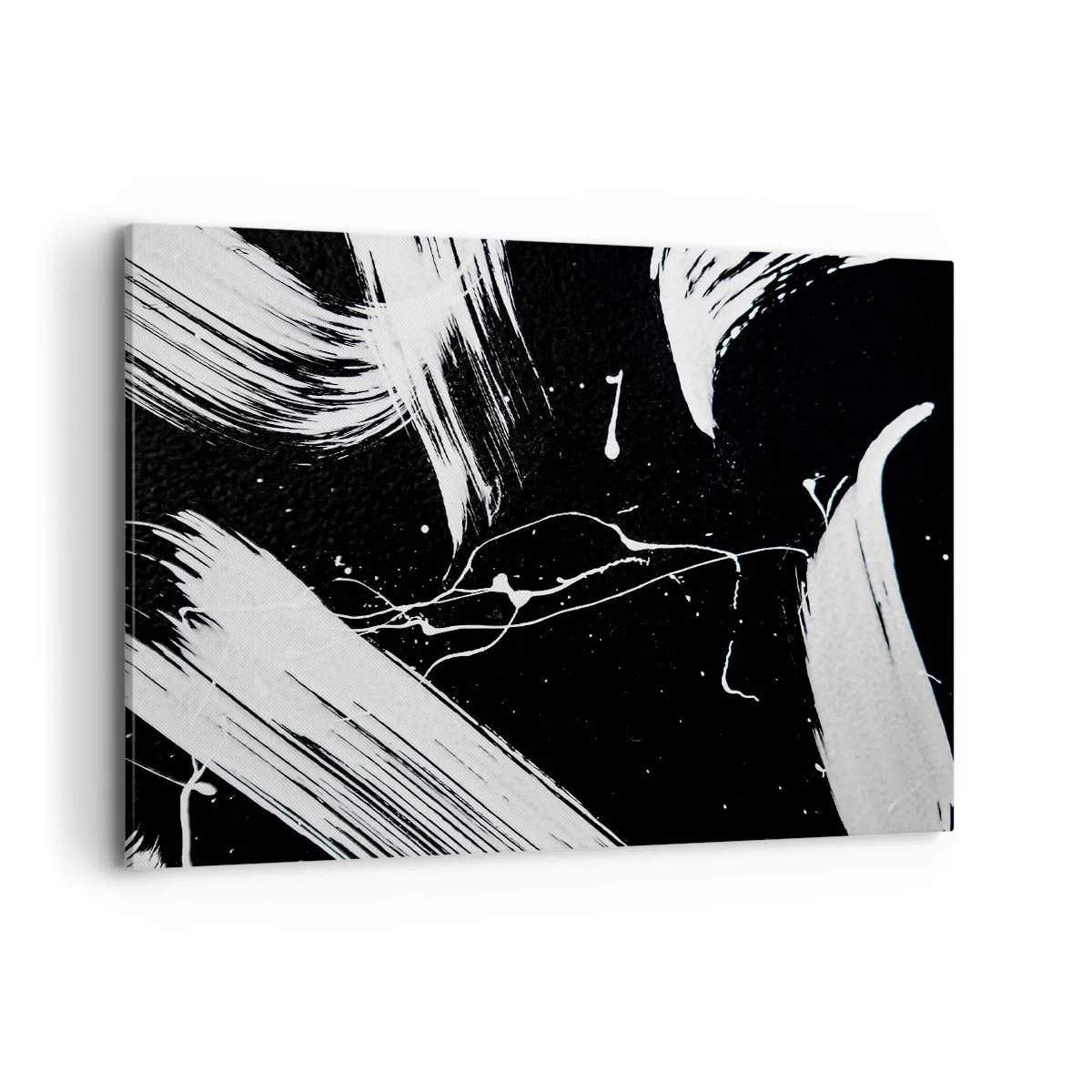 Bild auf Leinwand - Leinwandbild - Abstrakte weiße Striche auf schwarzem Hintergrund - 100x70cm - Dunkelheit durchbrechen - Moderne Wanddekoration für Wohnzimmer und Schlafzimmer ARTTOR