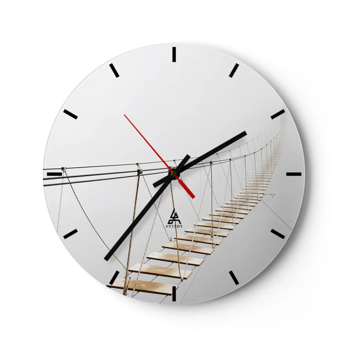 Wanduhr - Glasuhr - Frau im schwarzen Kleid sitzt auf dem Balkon in Schwarz und Weiß - 30x30cm - Wohin wird es dich führen? - Moderne Wanddekoration für Wohnzimmer, Küche und Schlafzimmer ARTTOR