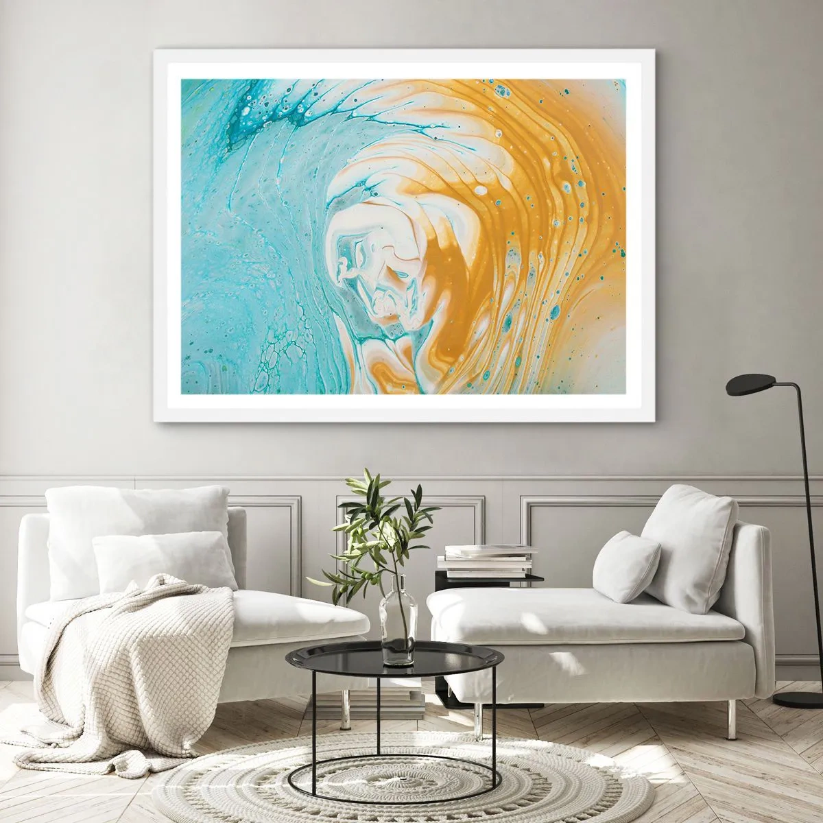 Poster in einem weißen Rahmen - Pastellwirbel - 50x40 cm