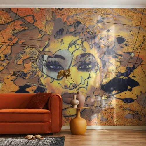 Selbstklebende Fototapete Deluxe Sticker - Sonnige Schönheit - Abstraktion, Das Gesicht einer Frau, Augen - 150x105 cm