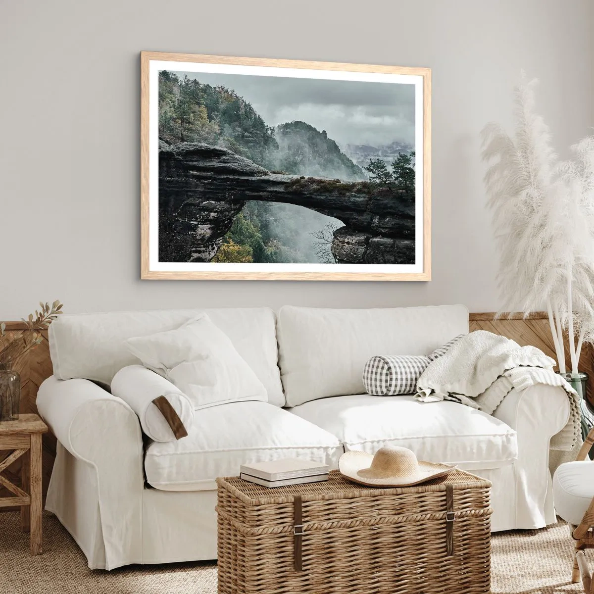 Poster in einem Rahmen aus heller Eiche - Abenteuer beginnt gleich - 100x70 cm