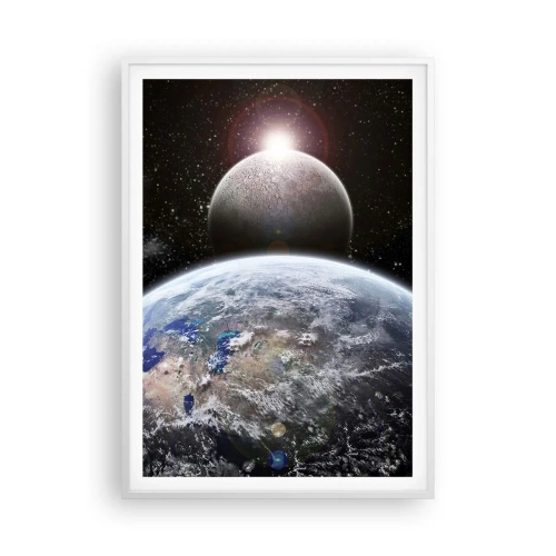 Poster in einem weißen Rahmen - Weltraumlandschaft - Sonnenaufgang - 70x100 cm
