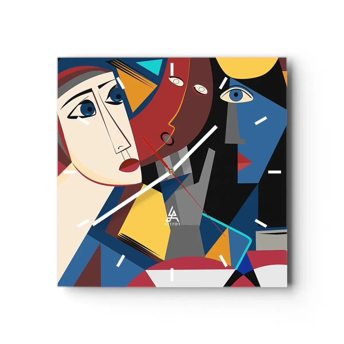 Wanduhr - Glasuhr - Gespräch zwischen Kubisten - 40x40 cm